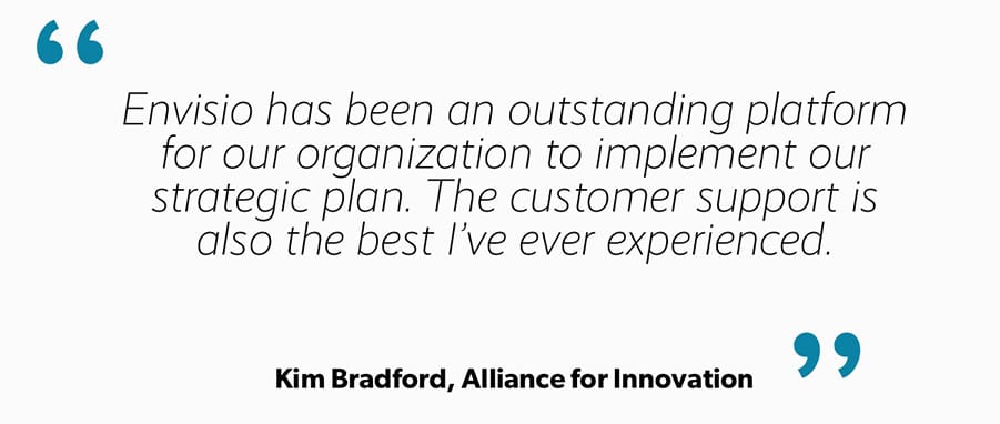 screenshot of a testimonial on Envisio's website