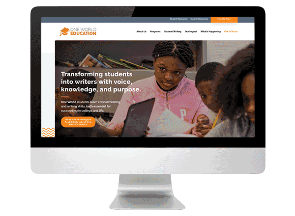 animation showing the storytelling on One World Education's website