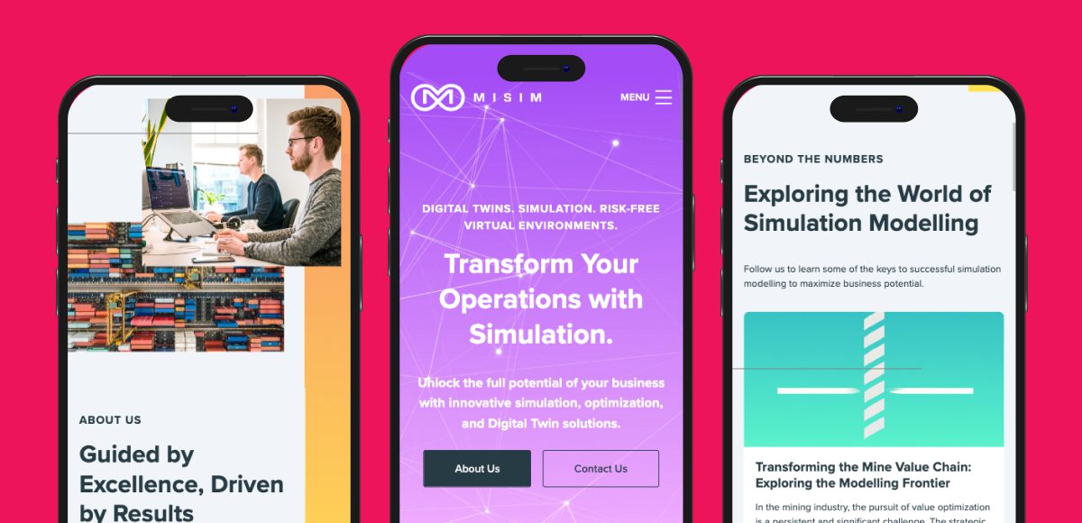 illustration showing three unique Refoundry websites on mobile screens