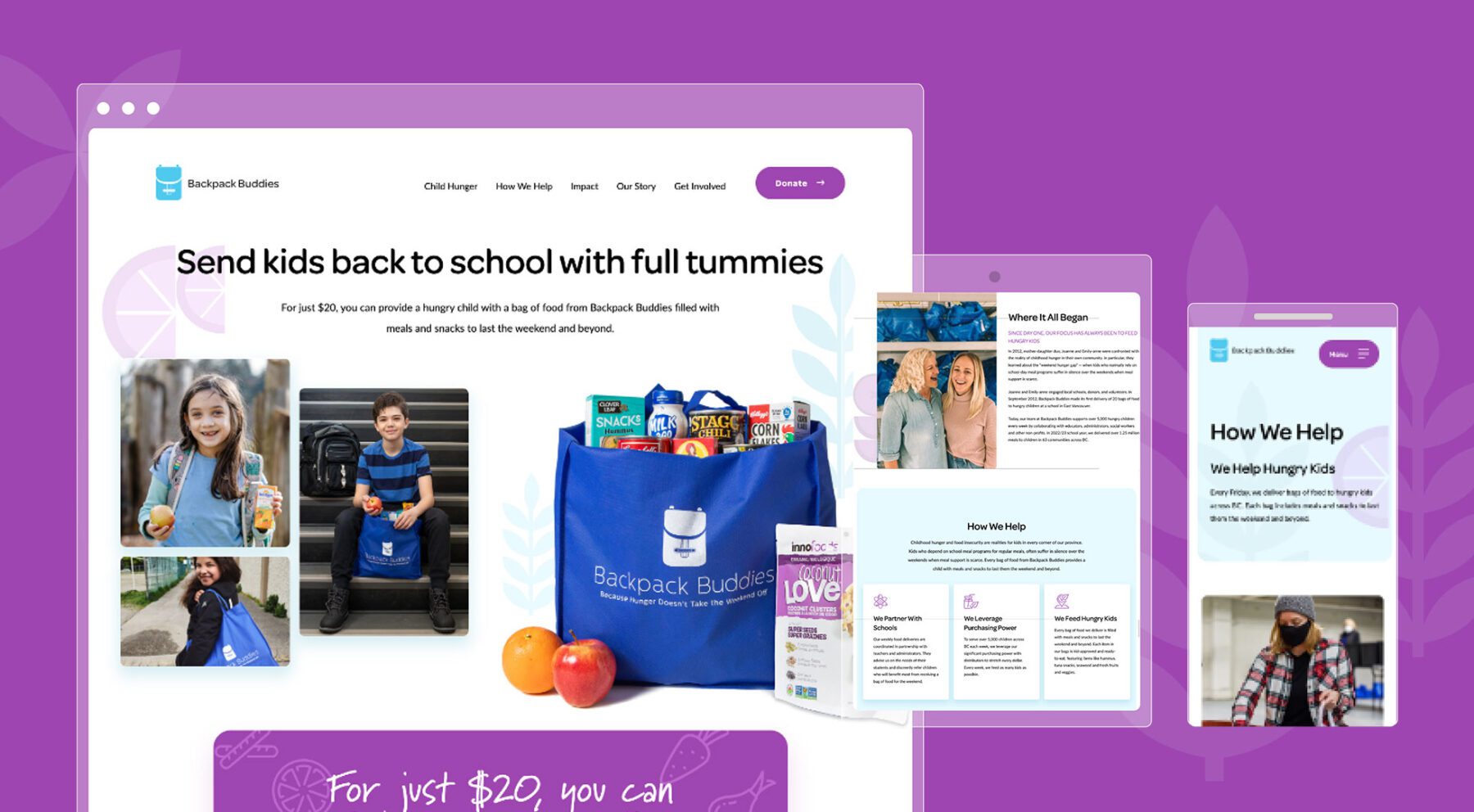 illustration showing the Backpack Buddies site that was built on Refoundry
