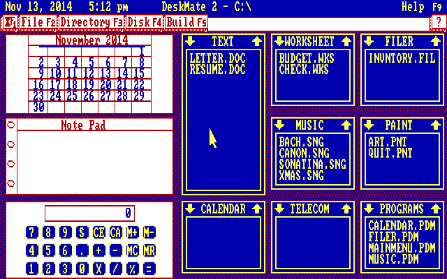 screenshot of the old DeskMate desktop from the 1980s