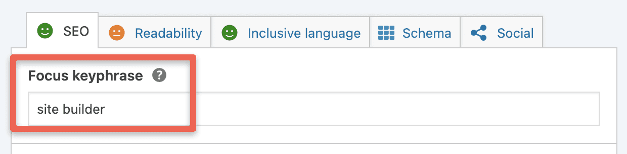 screenshot showing where to set the focus keyphrase in Yoast