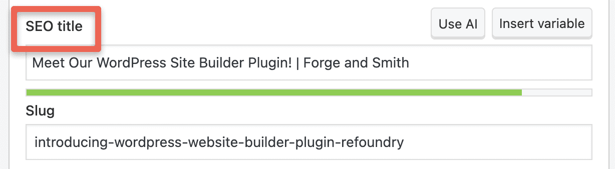 screenshot showing where to edit the Yoast SEO title