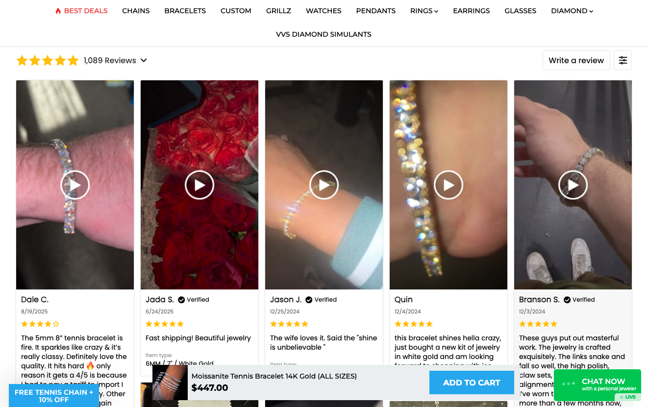 screenshot of icecartel's user-generated video reviews