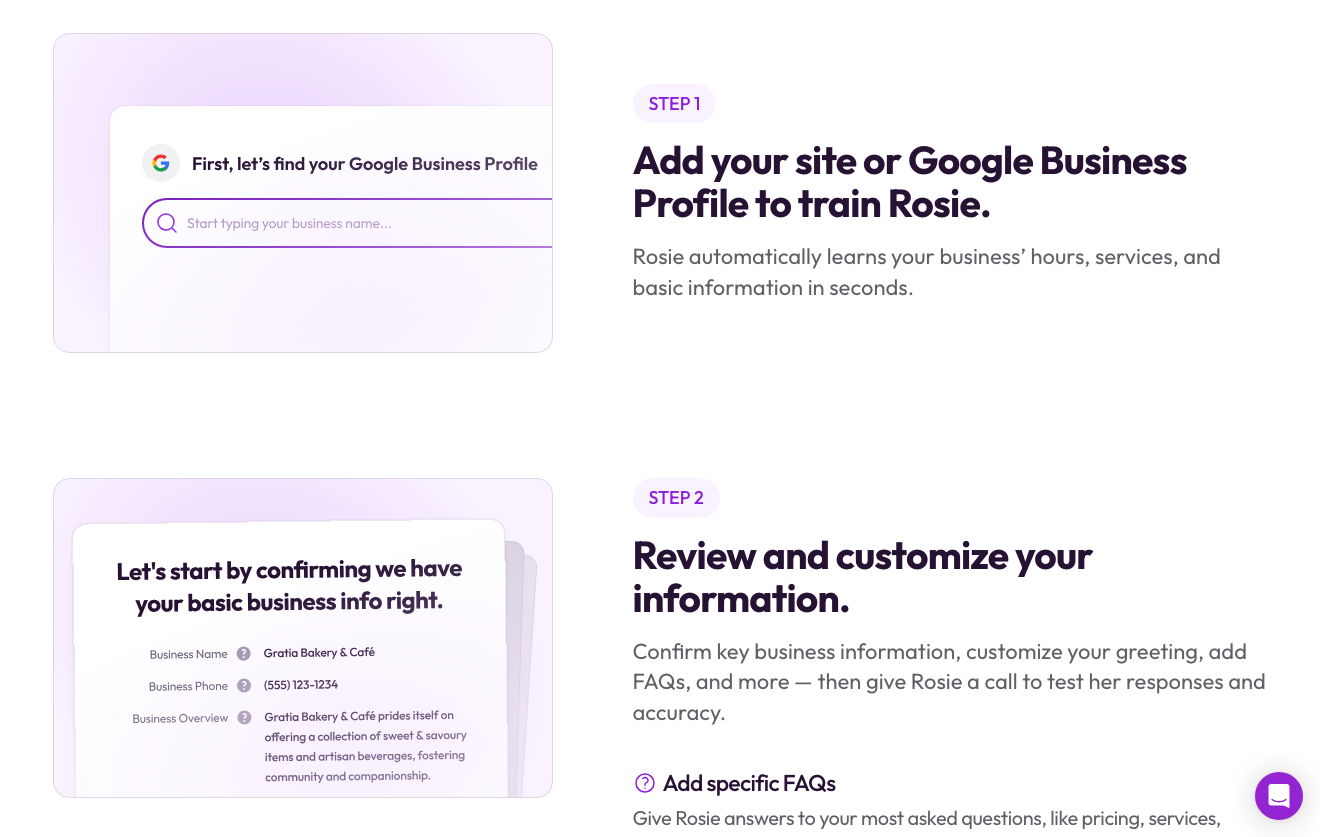 screenshot from the rosie site showing clear steps to use the tool