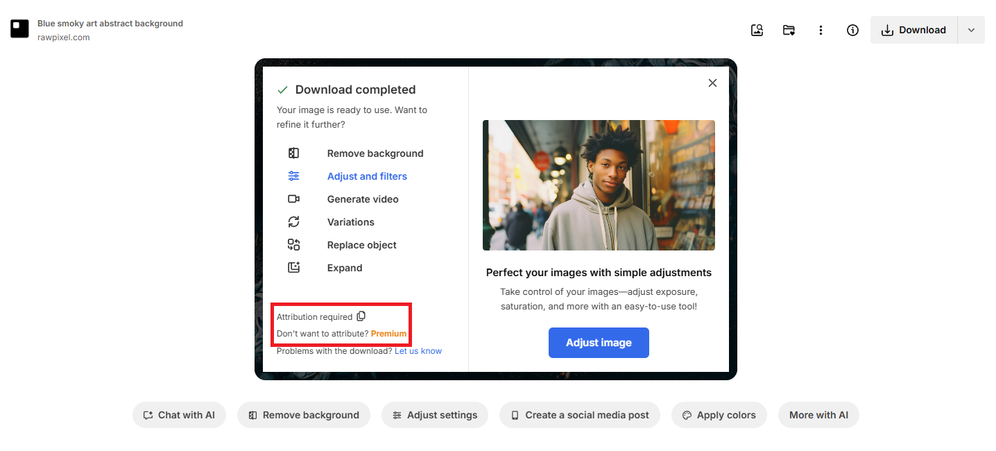 screenshot showing where to find the required credentials on a stock photo