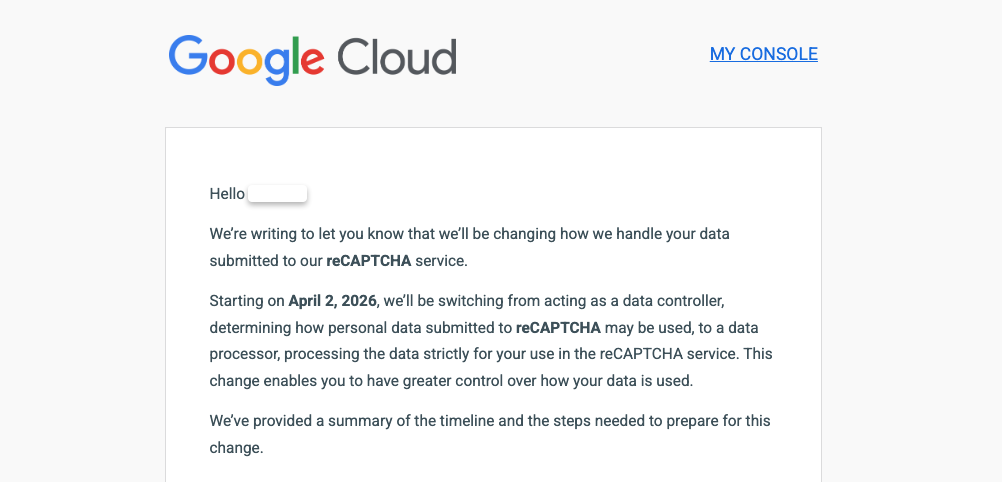 screenshot of an email to a google user, describing the coming changes