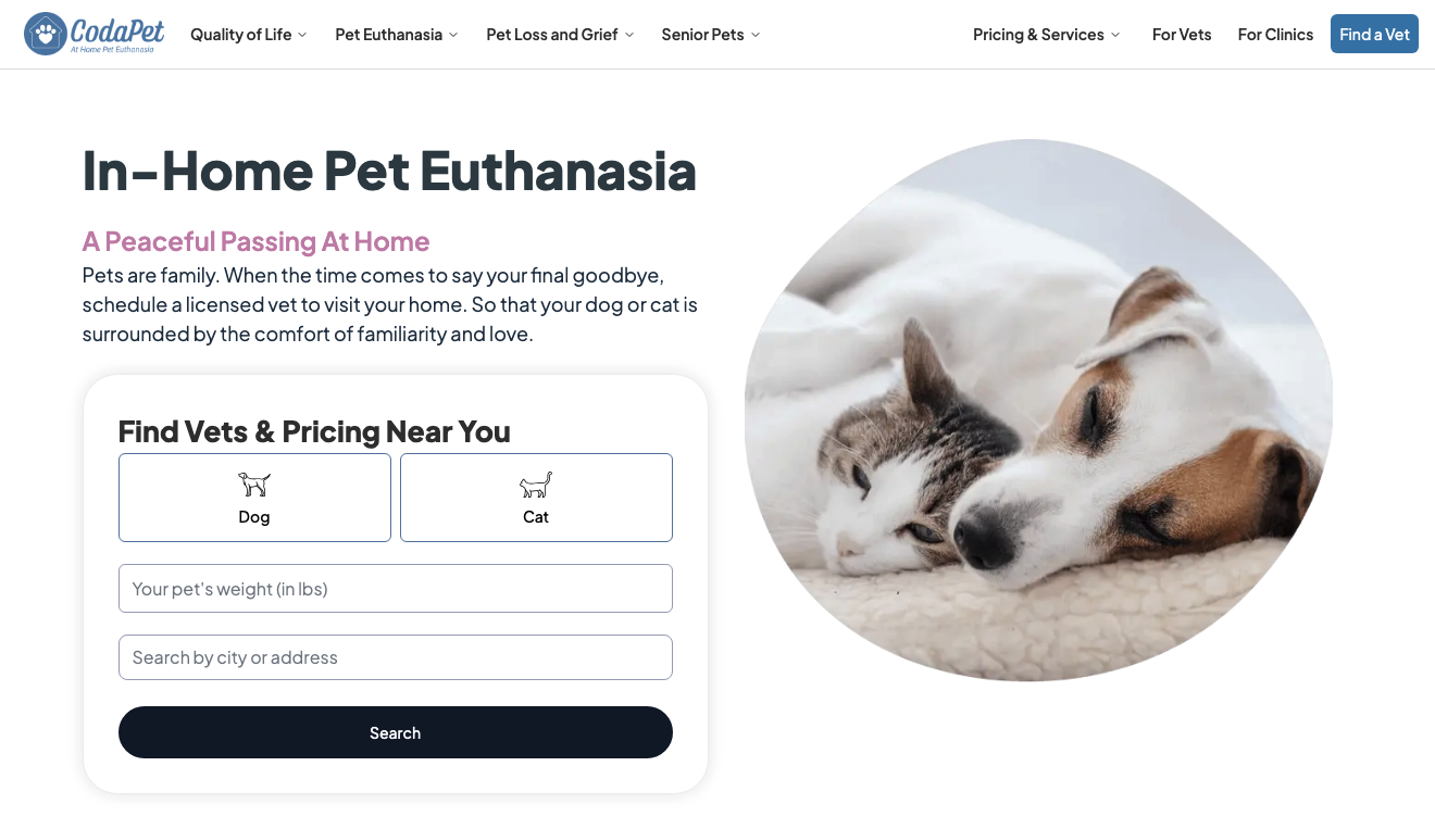 vet search on codapet website