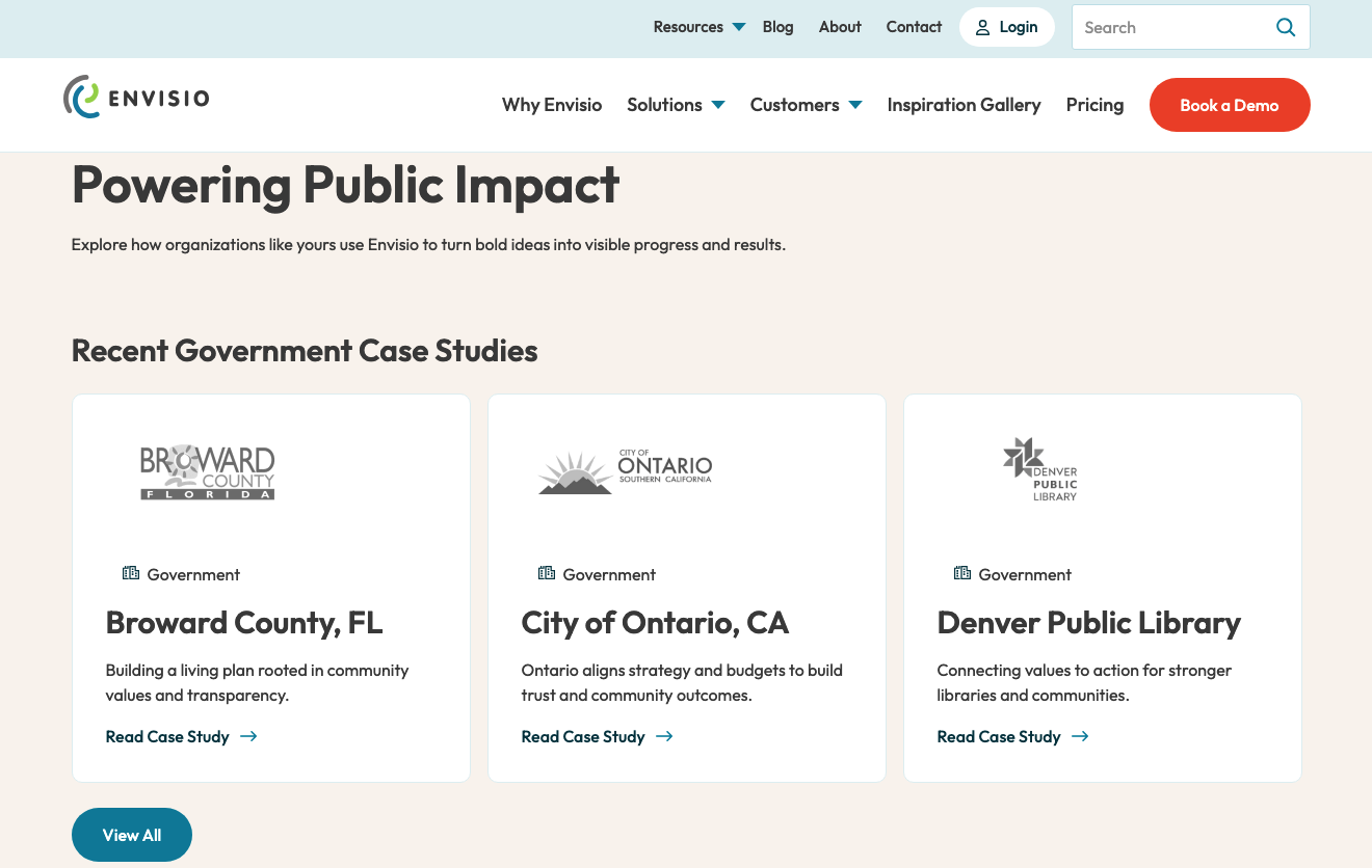 sample client dashboards on the envisio site