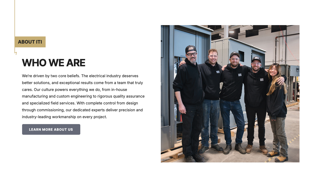 group employee photo on the ITI website